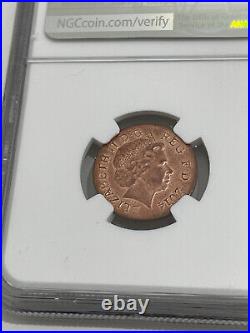 UK Royal Mint ERROR 1 Penny 2014 coin Struck on Foreign Planchet MS63 RB NGC