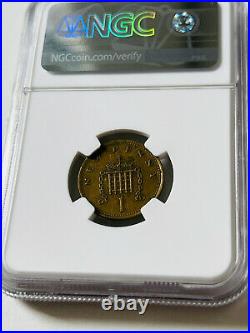 UK Royal Mint ERROR 1 Penny coin Struck on Foreign Planchet XF 45 NGC GRADED