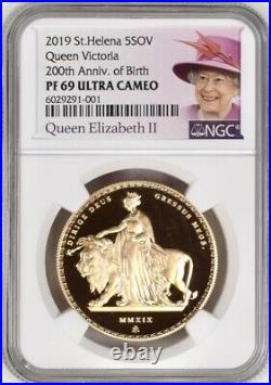 Una and the Lion Gold Proof £5 St Helena Mint, Queen Elizabeth II NGC PF69 UCAM