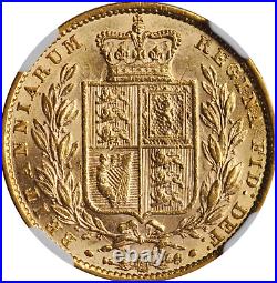 United Kingdom Sovereign, 1872, London Mint Queen Victoria NGC AU-50 Luster